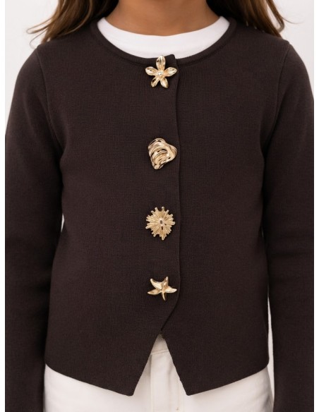 Haut Coquillage Marron Fille | Zerda