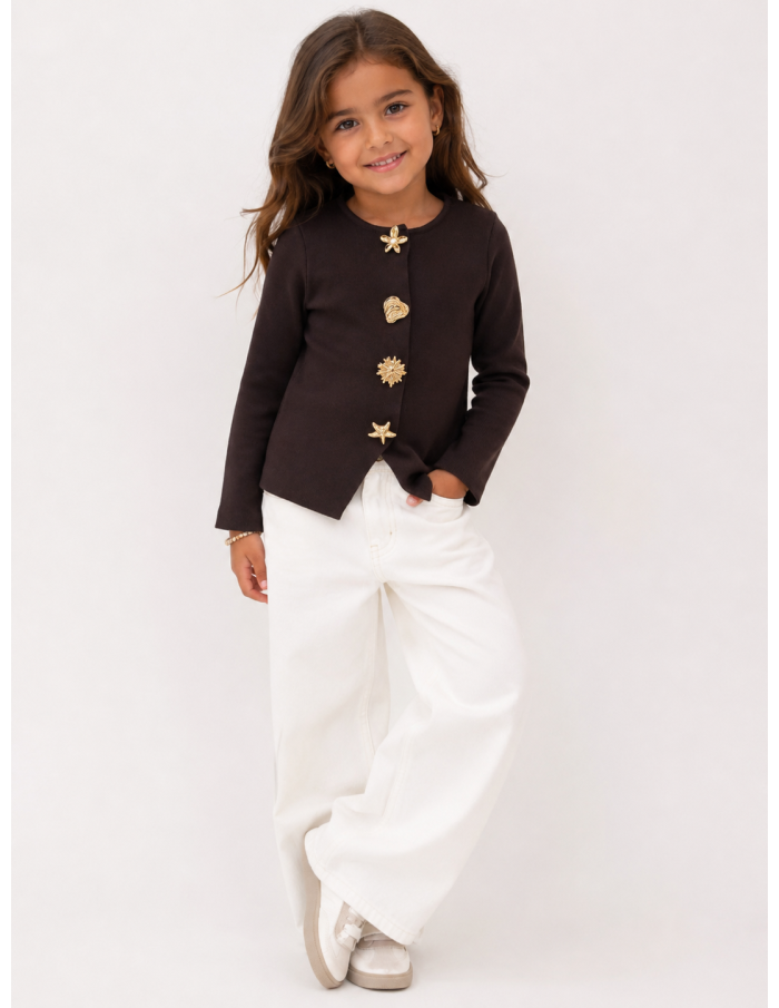 Haut Coquillage Marron Fille | Zerda