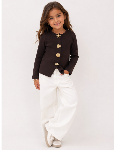 Haut Coquillage Marron Fille | Zerda