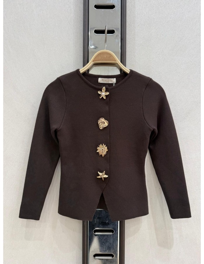 Haut Coquillage Marron Fille | Zerda