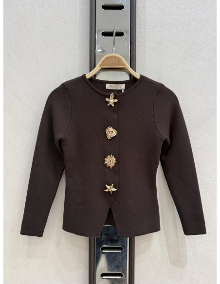 Haut Coquillage Marron Fille | Zerda