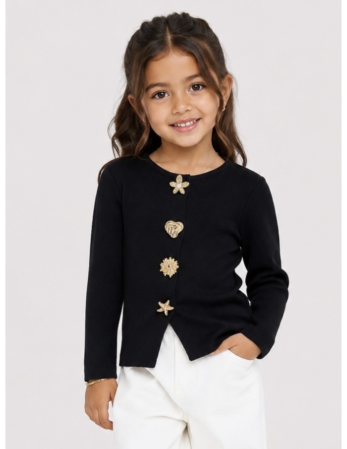 Haut Coquillage Noir Fille | Zerda