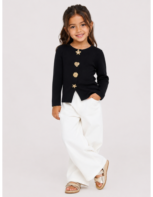 Haut Coquillage Noir Fille | Zerda 2