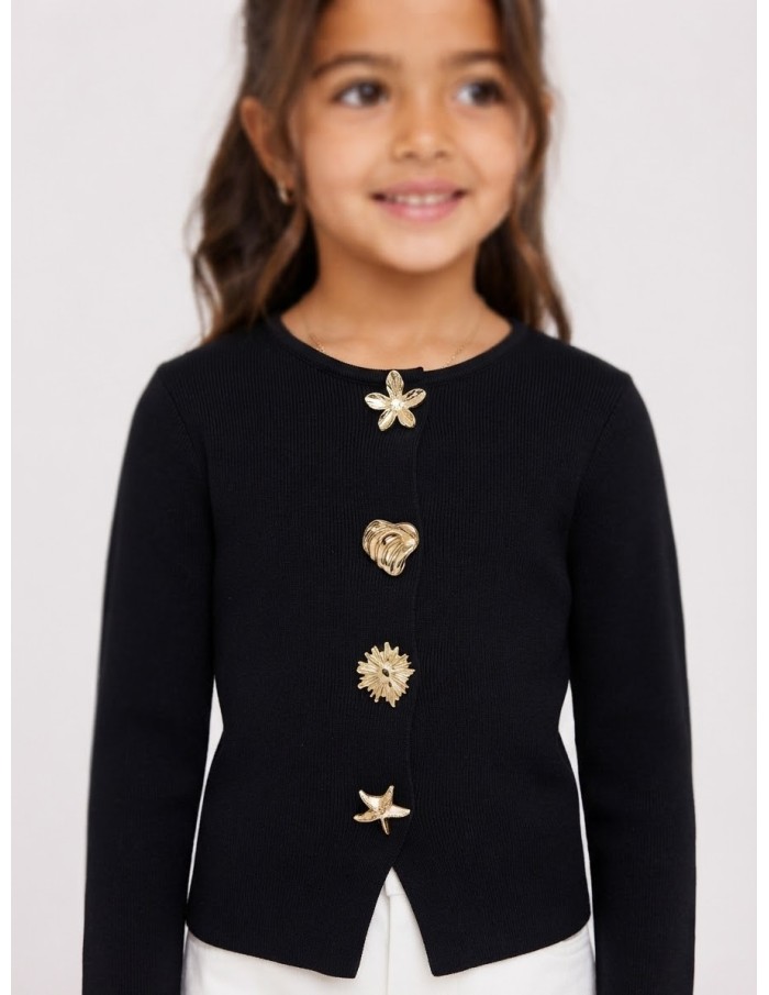 Haut Coquillage Noir Fille | Zerda