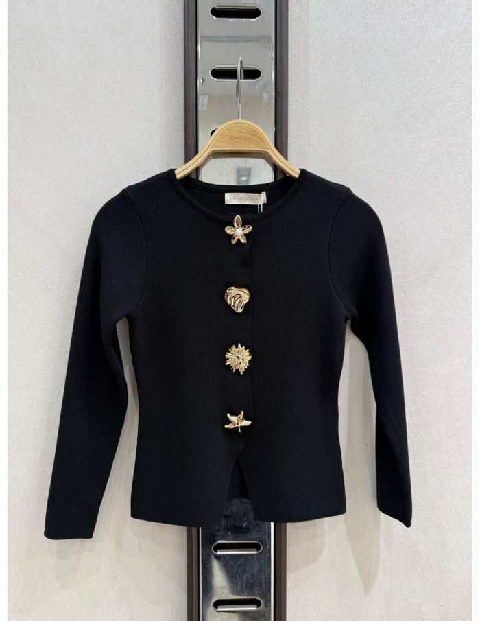 Haut Coquillage Noir Fille | Zerda