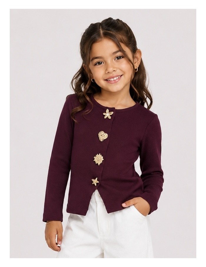 Haut Coquillage Bordeaux Fille | Zerda