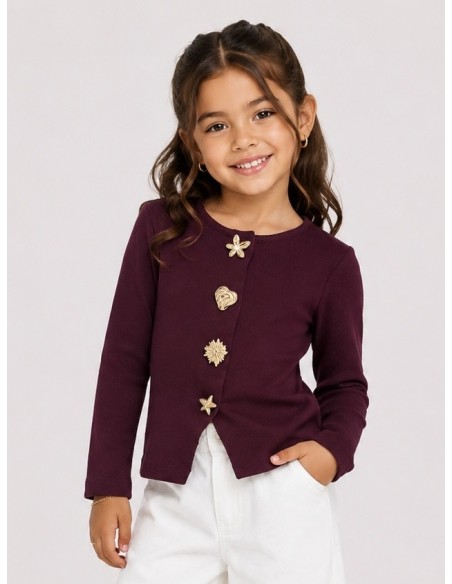 Haut Coquillage Bordeaux Fille | Zerda