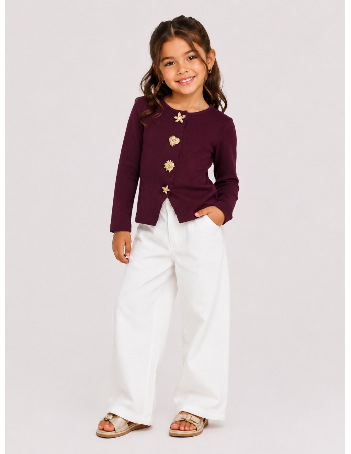 Haut Coquillage Bordeaux Fille | Zerda