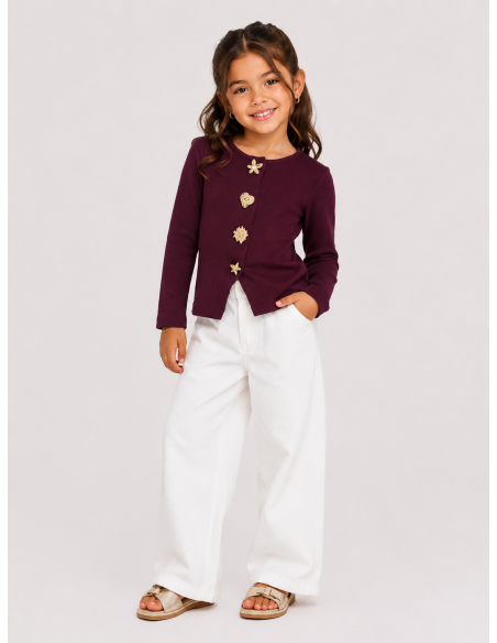 Haut Coquillage Bordeaux Fille | Zerda