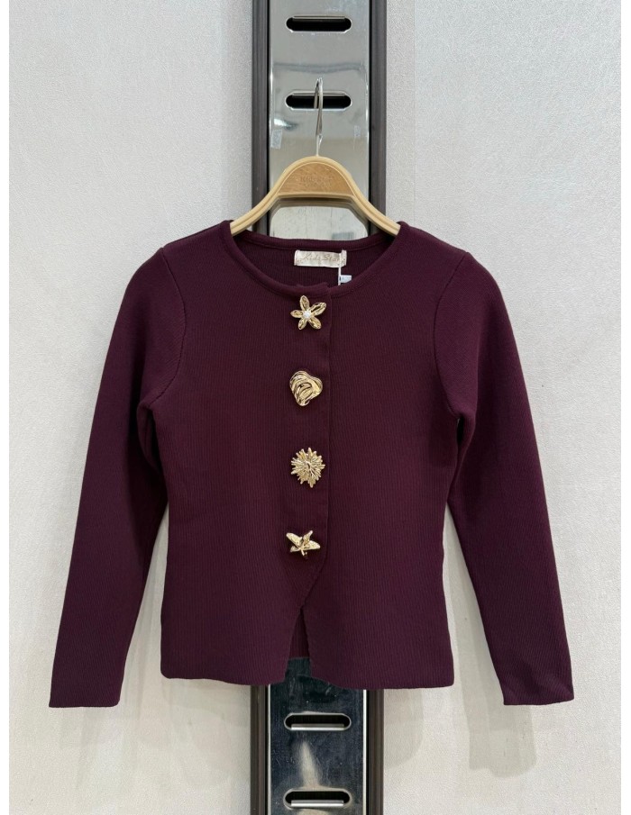 Haut Coquillage Bordeaux Fille | Zerda