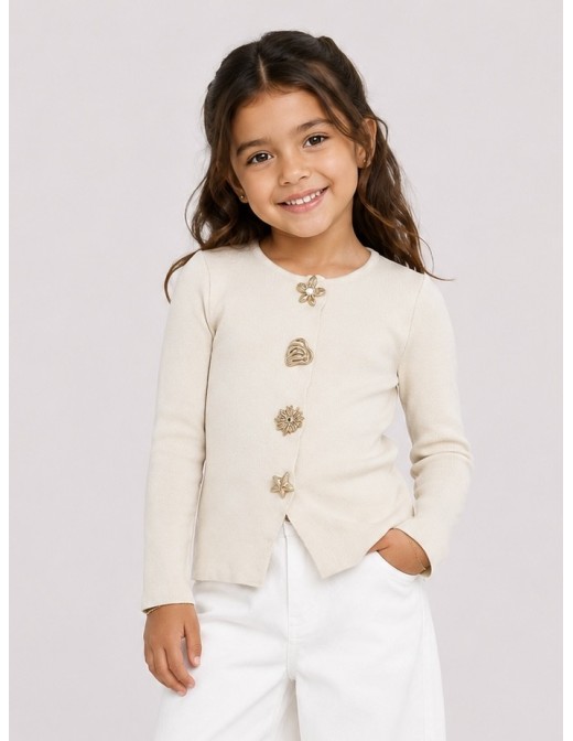 Haut Coquillage Beige Fille | Zerda