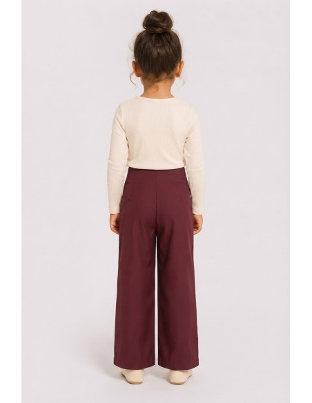 Pantalon Bordeaux Croisé Coupe Barrel Fille | Zerda