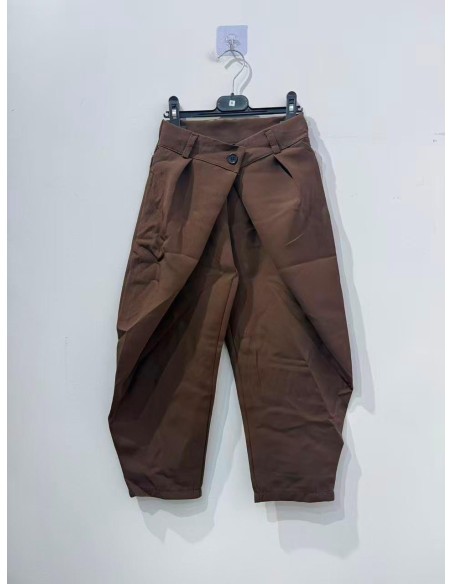 Pantalon Chocolat Croisé Coupe Barrel Fille | Zerda