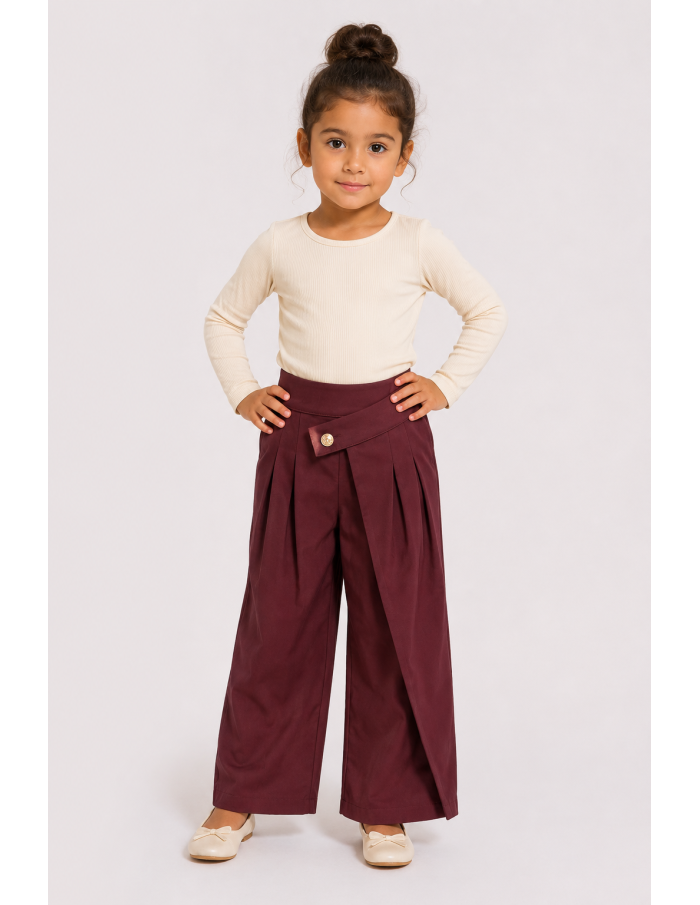 Pantalon Asymétrique Bordeaux Fille | Zerda