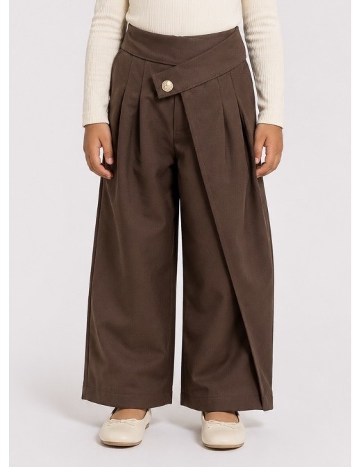 Pantalon Asymétrique Marron Fille | Zerda