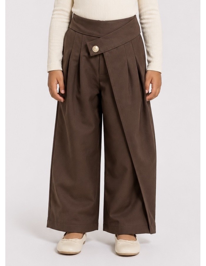 Pantalon Asymétrique Marron Fille | Zerda