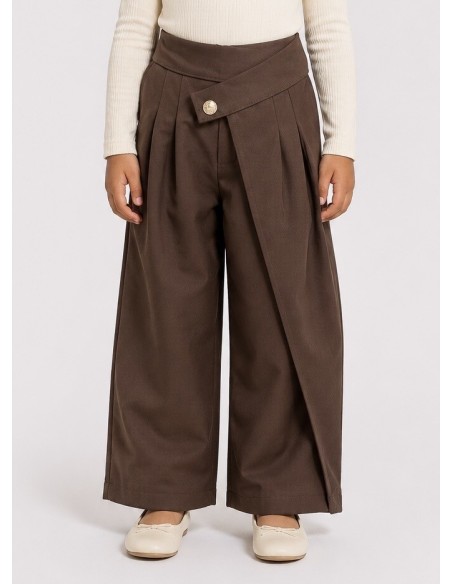 Pantalon Asymétrique Marron Fille | Zerda