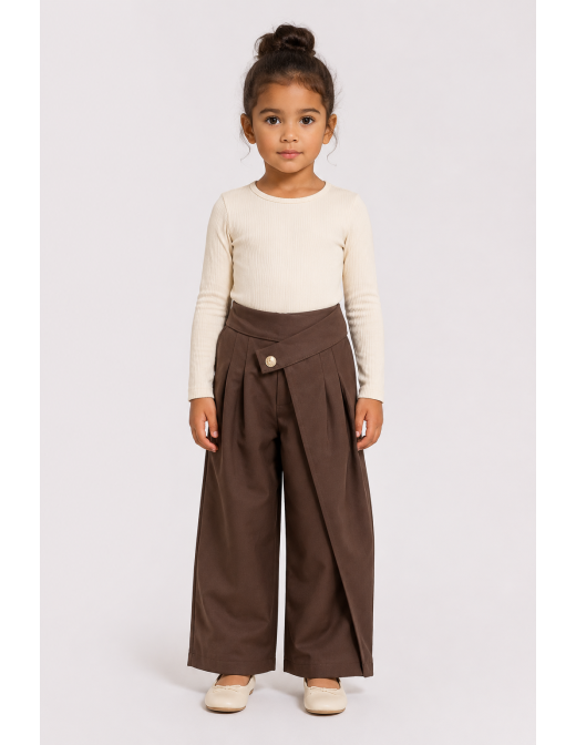 Pantalon Asymétrique Marron Fille | Zerda 2