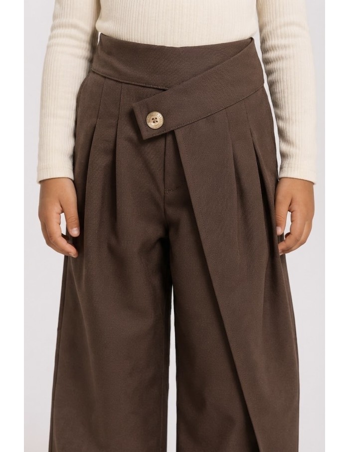 Pantalon Asymétrique Marron Fille | Zerda