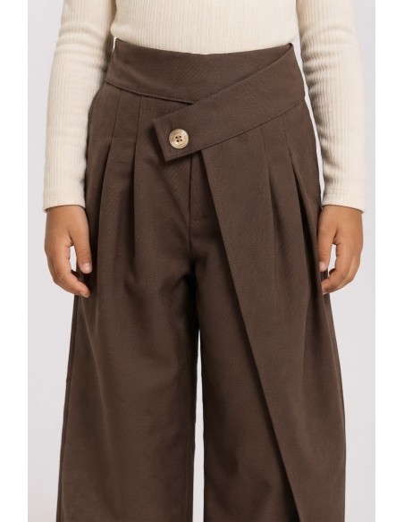 Pantalon Asymétrique Marron Fille | Zerda