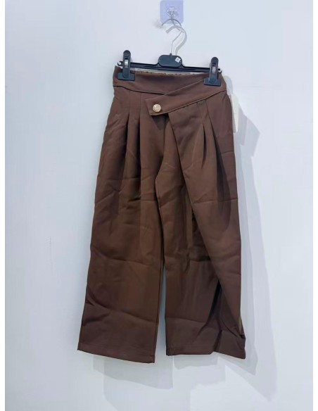 Pantalon Asymétrique Marron Fille | Zerda
