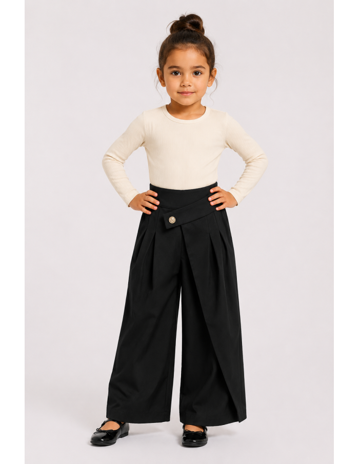 Pantalon Asymétrique Noir Fille | Zerda