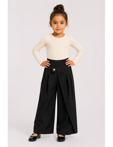 Pantalon Asymétrique Noir Fille | Zerda