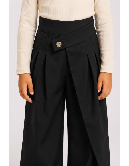 Pantalon Asymétrique Noir Fille | Zerda