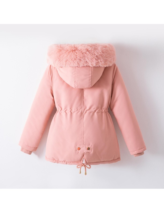 Doudoune Rose Capuche Fourrure Fille | Zerda