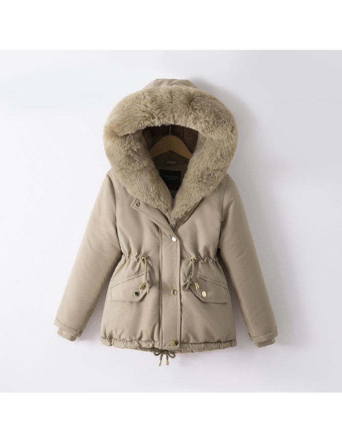Doudoune Beige Capuche Fourrure Fille | Zerda