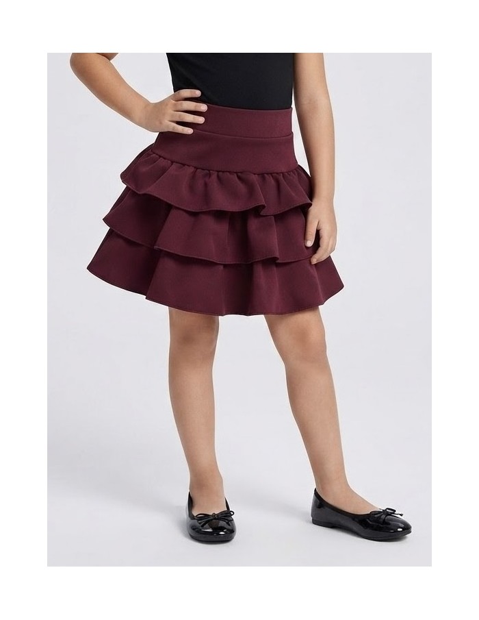 Jupe-Short Bordeaux à Volants Fille | Zerda
