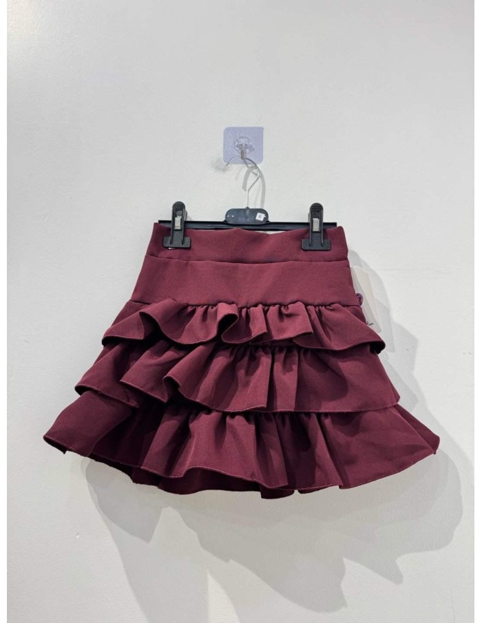 Jupe-Short Bordeaux à Volants Fille | Zerda