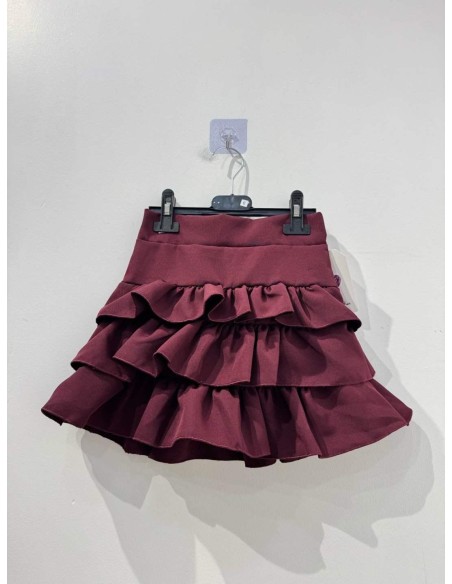 Jupe-Short Bordeaux à Volants Fille | Zerda