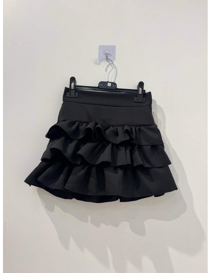 Jupe-Short Noir à Volants Fille | Zerda
