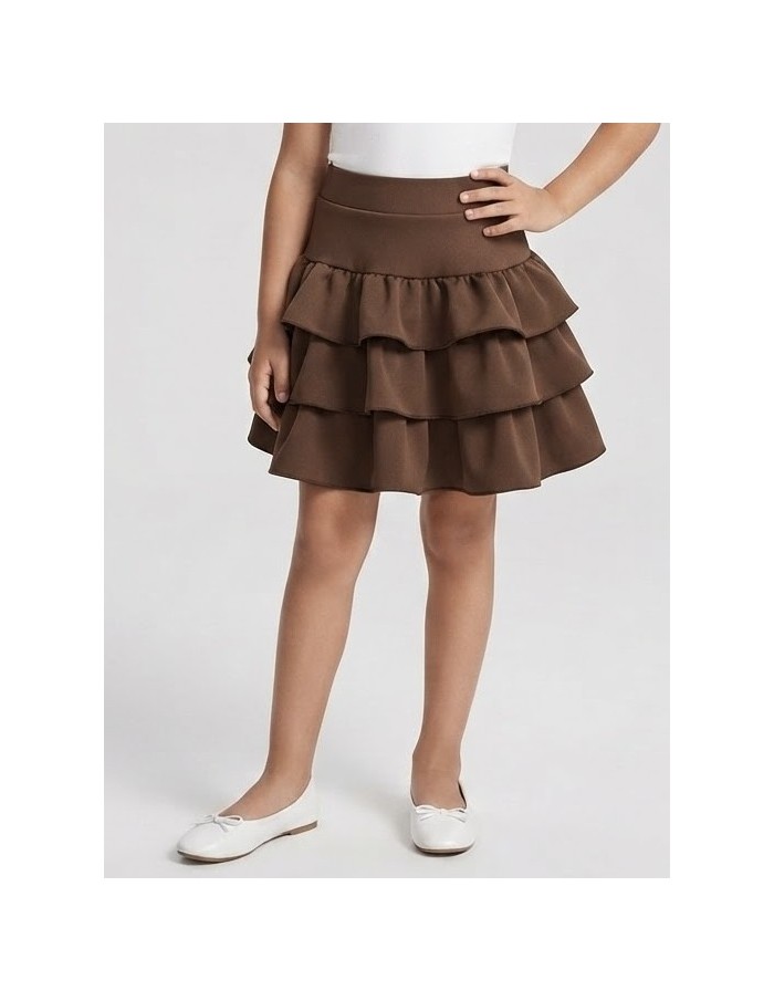 Jupe-Short Chocolat à Volants Fille | Zerda