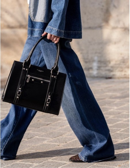 Sac Porté Main Noir Cloutée Flora & Co | Zerda