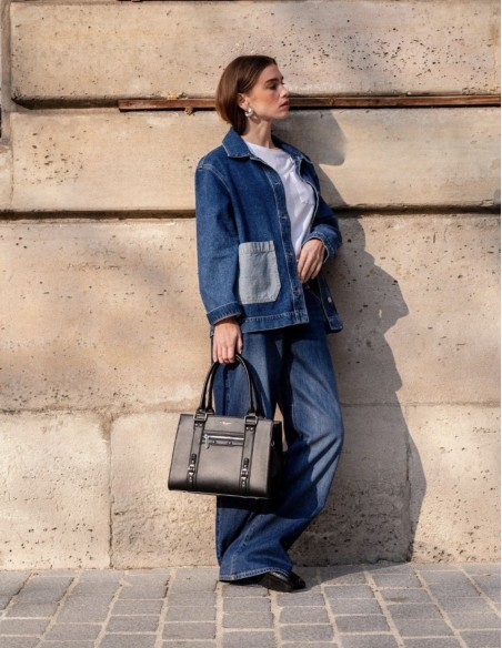 Sac Porté Main Noir Cloutée Flora & Co | Zerda