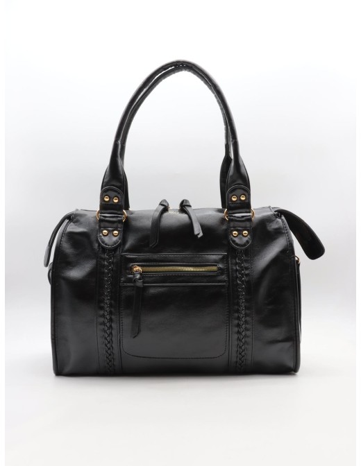Sac à main Noir Similicuir Tressé | Zerda