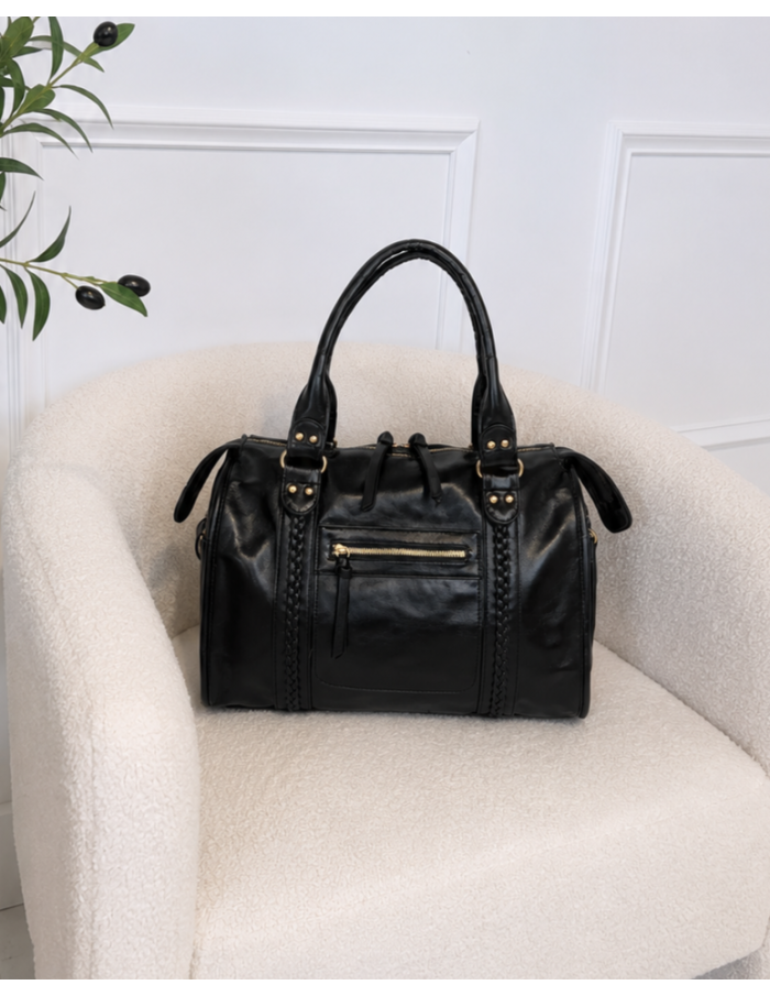 Sac à main Noir Similicuir Tressé | Zerda