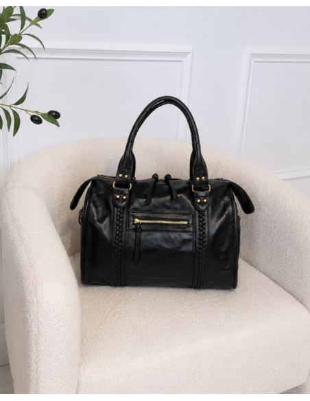Sac à main Noir Similicuir Tressé | Zerda