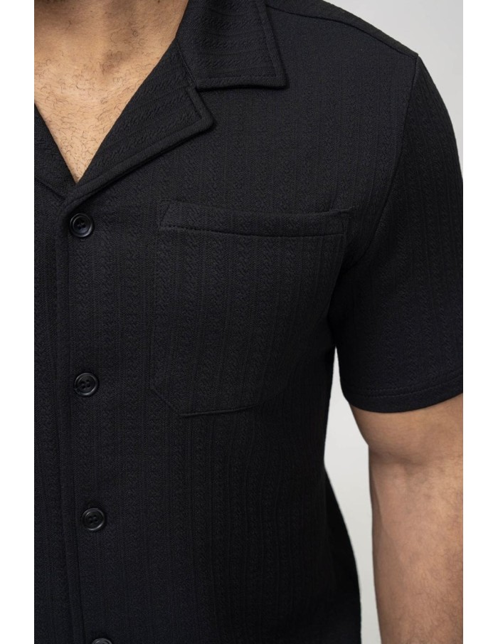 Ensemble Chemise-Short Texturé Noir Homme | Zerda