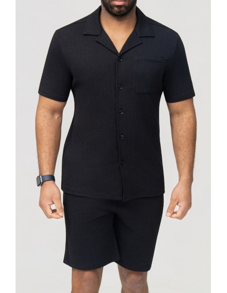 Ensemble Chemise-Short Texturé Noir Homme | Zerda