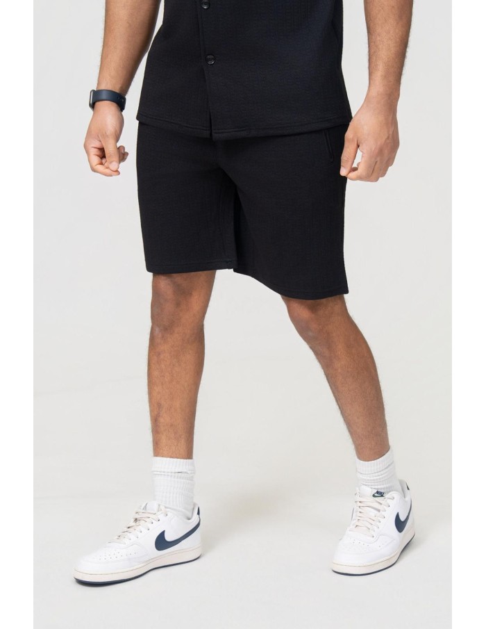 Ensemble Chemise-Short Texturé Noir Homme | Zerda