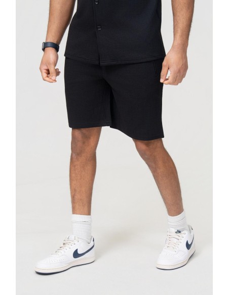 Ensemble Chemise-Short Texturé Noir Homme | Zerda