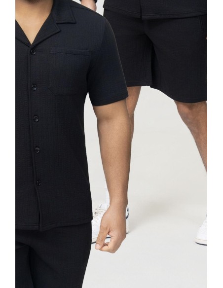 Ensemble Chemise-Short Texturé Noir Homme | Zerda