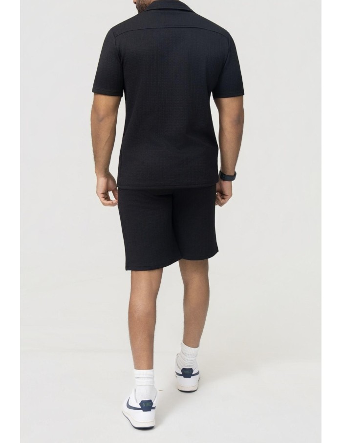 Ensemble Chemise-Short Texturé Noir Homme | Zerda