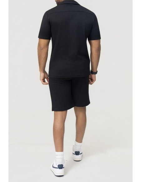 Ensemble Chemise-Short Texturé Noir Homme | Zerda