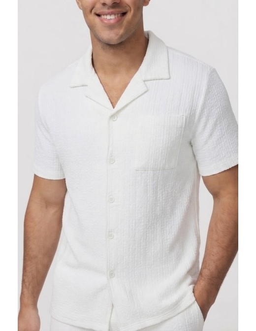 Ensemble Chemise-Short Texturé Blanc Homme | Zerda 2