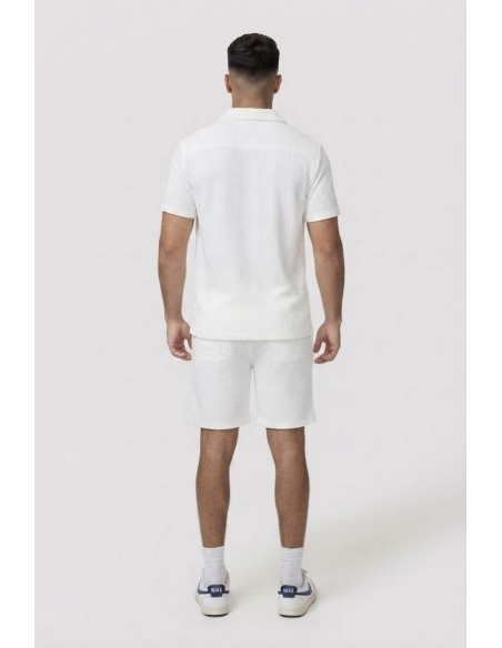 Ensemble Chemise-Short Texturé Blanc Homme | Zerda