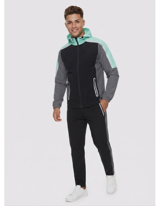 Ensemble Jogging Tricolore Noir Menthe Homme | Zerda